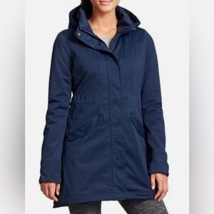 Athleta Chills Parka Insulated Rain Coat Navy Blue
